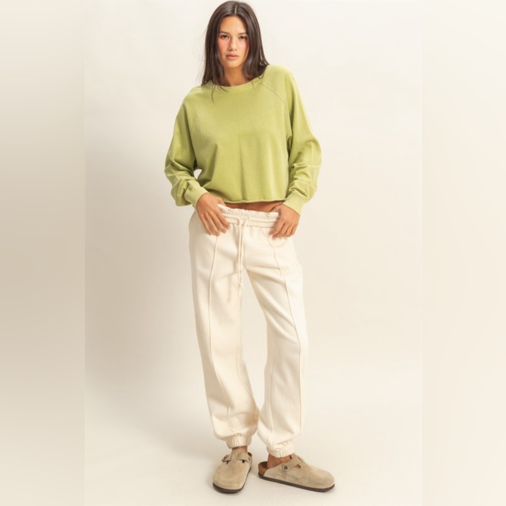High-waisted Pintuck Sweatpants | CREAM